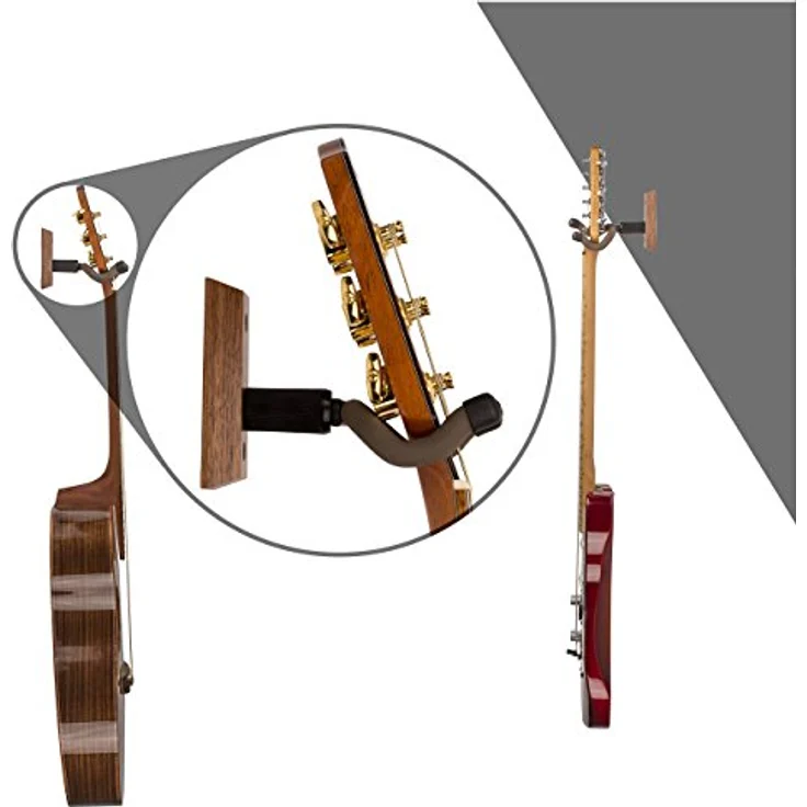 String Swing CC01K Guitar Wall Hanger, Gitarrenwandhalter aus schwarzem Nussbaum mit tiefem Bügeldesign für unterschiedliche Gitarrenarten – Bild 4