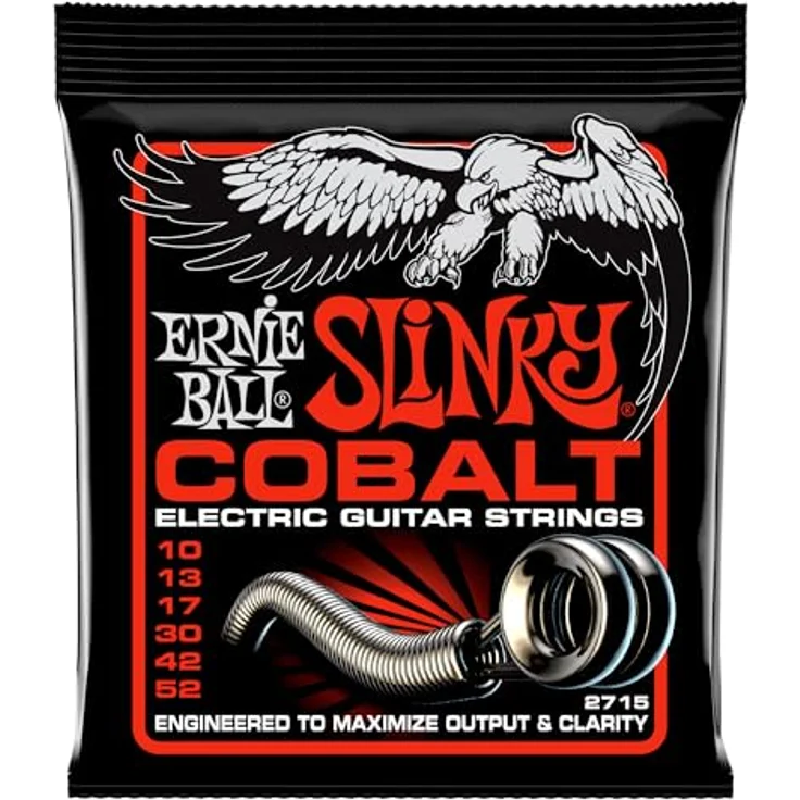 Ernie Ball Skinny Top Heavy Bottom Slinky Cobalt E-Gitarrensaiten, Stärke 10–52, verbesserte Shredbarkeit und starke Bässe durch Cobalt-Legierung, hergestellt in den USA – Bild 1