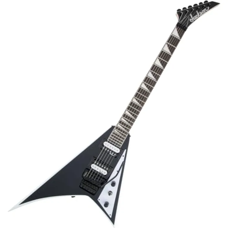 Jackson JS32 Rhoads AH BK, E-Gitarre mit Pappel-Korpus, Ahorn-Hals, Floyd Rose Tremolo, Schwarz mit weißen Bevels