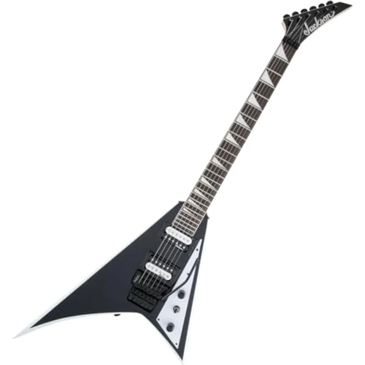 Jackson JS32 Rhoads AH BK, E-Gitarre mit Pappel-Korpus, Ahorn-Hals, Floyd Rose Tremolo, Schwarz mit weißen Bevels – Bild 1