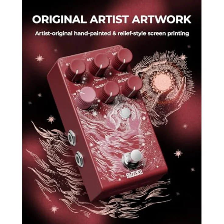 Klowra Vein Pitch Shifter Gitarrenpedal für E-Gitarre – Polyphones Pitch-Shifting mit 17 Shift-Drop-Typen, mikrotonales True Stereo, massive Detune-Reichweite, präziseres Tracking, CTRL-Steuerung (Rot) – Bild 3