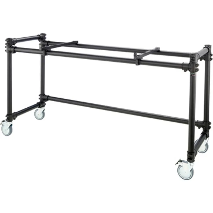 Jaspers 1R-120B, Keyboard-Ständer aus schwarz pulverbeschichtetem Aluminium mit Lenkrollen, geeignet für schwere Keyboards bis 40 kg, Höhe 78 cm, Breite 130 cm