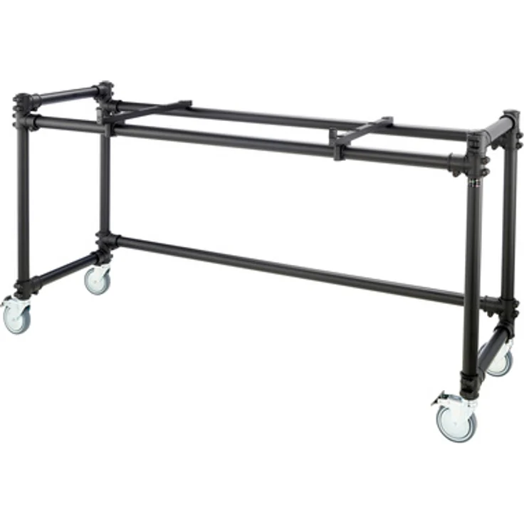 Jaspers 1R-120B, Keyboard-Ständer aus schwarz pulverbeschichtetem Aluminium mit Lenkrollen, geeignet für schwere Keyboards bis 40 kg, Höhe 78 cm, Breite 130 cm