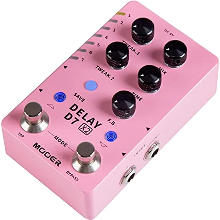 Mooer D7 X2 Delay, Multi-Delay Effektpedal mit 14 Modi, Tap Tempo und Speicherpresets, Metallgehäuse – Bild 3