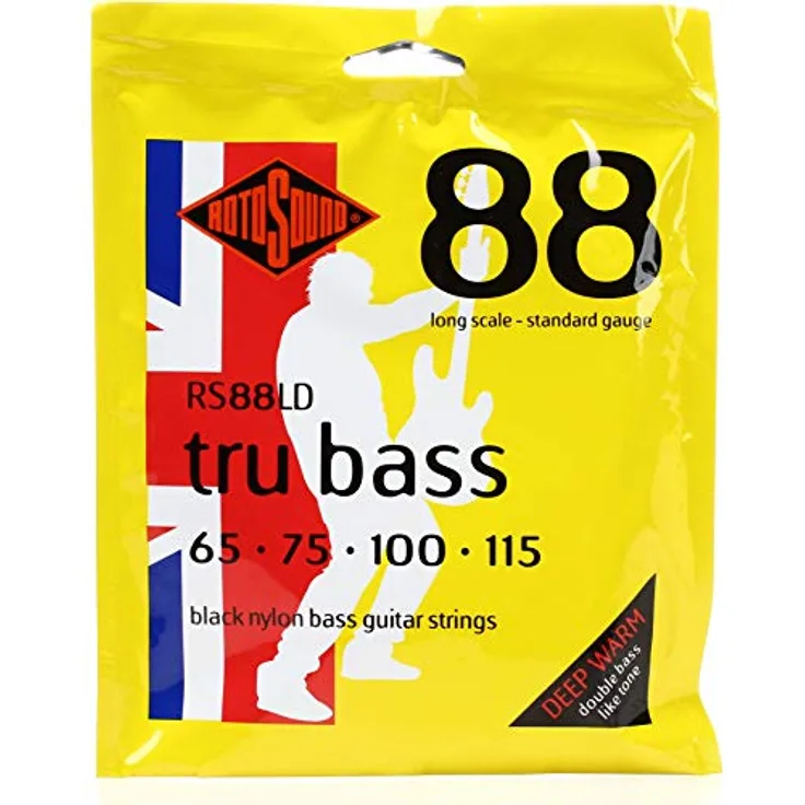 Rotosound RS88LD Tru Bass Saiten für E-Bass Gitarre, flache Nylonumwicklung, 4-saitig, Standard 65-115, warmer Kontrabass-Klang