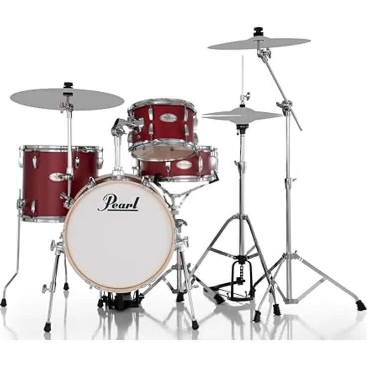 Pearl Midtown MT564/C-D747, Schlagzeugset in Matte Red mit 6-lagigem Pappel-Kessel und chrom Kesselhardware