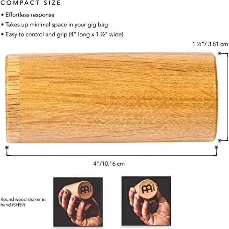 Meinl Wood Shaker SH59, Eichenholz mit lautem Sound, 9,9 cm lang, 4,5 cm Durchmesser – Bild 3