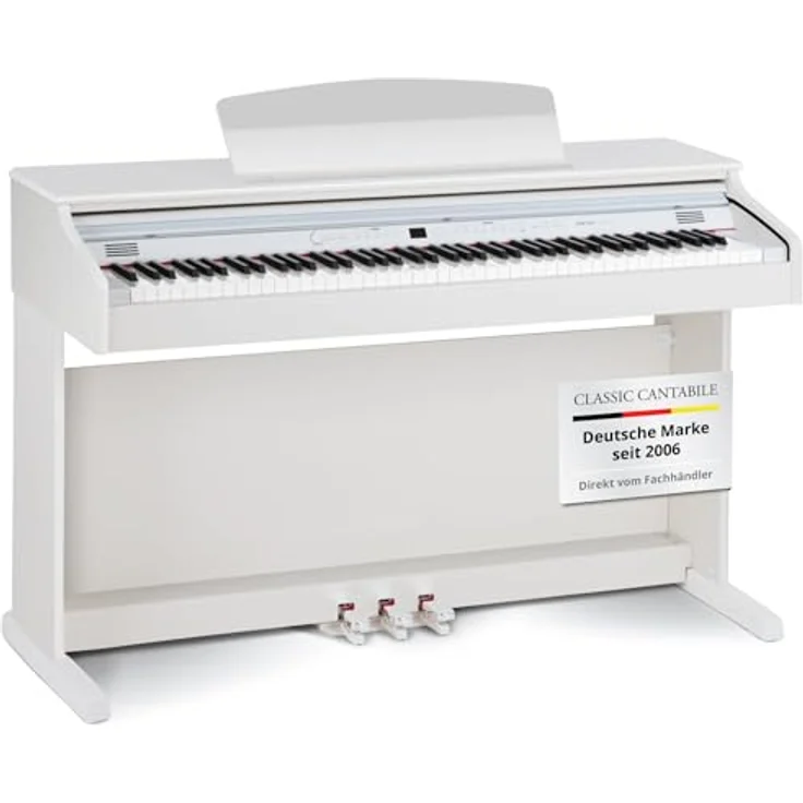 Classic Cantabile DP-50 E-Piano, Digital Piano 88 Tasten mit Hammermechanik, 14 Voices, USB-Anschluss, 3 Pedale, weiß matt – Bild 1