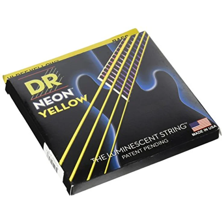 DR Strings Hi-Def Neon Gelb NYB5-40, E-Bass Light 40-120, 5-Saiter mit K3-Beschichtung für verbesserte Klangklarheit – Bild 4