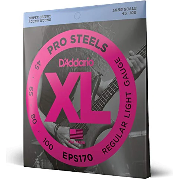D'Addario EPS170 E-Bass Gitarrensaiten, Saitensatz 0,045 - 0,100 Zoll, XL ProSteels Round Wound – Bild 1