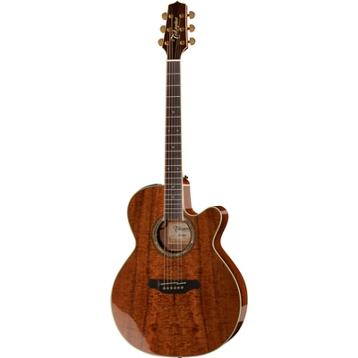 Takamine EF508KC Westerngitarre, NEX Form mit Cutaway, Figured Koa Decke & Boden, Mahagoni Hals, Palisander Griffbrett, Pickup mit CT4B Preamp, Natur Hochglanz, inkl. Softcase