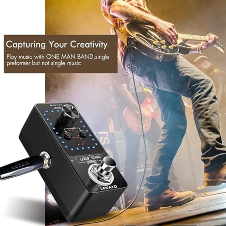 LEKATO Guitar Looper mit Netzteil, 9 Loops, 40 Minuten Aufnahmezeit, eingebautes Stimmgerät, unkomprimierte Audioqualität, elektronisches Looper-Effektpedal für E-Gitarren-Bass (mit Adapter) – Bild 4