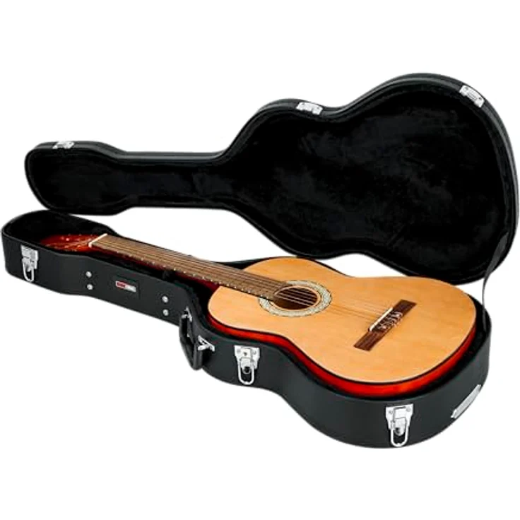 Gator GWE-Classic, Gitarrenkoffer für 4/4 Konzertgitarre, abschließbar, aus Sperrholz, schwarzer Tolex, mit schwarzem Plüschfutter, ergonomischem Tragegriff, Innenfach, Farbe: Schwarz – Bild 13