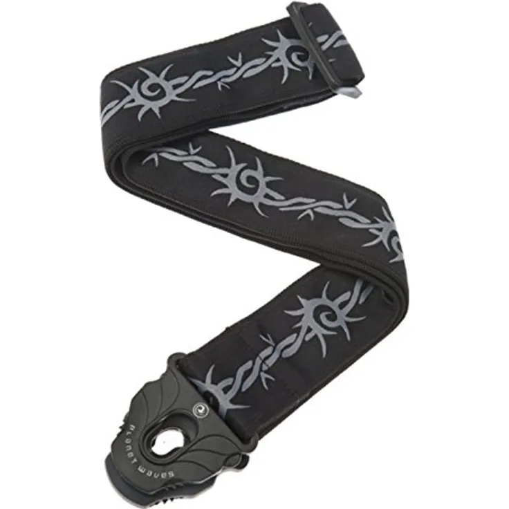 Daddario 50PLA04 Barbed Wire Gitarrengurt, verstellbar, 50mm breit, Planet Lock System mit Barbed Wire Muster