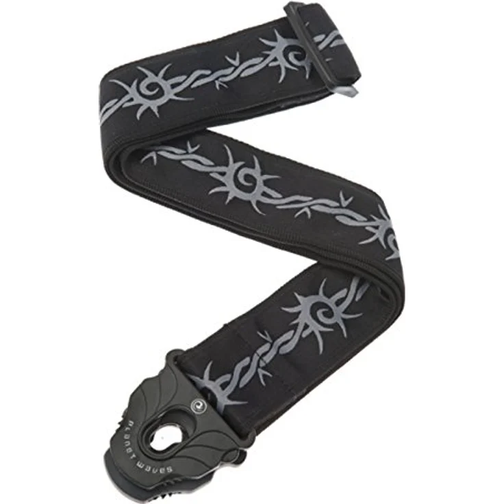 Daddario 50PLA04 Barbed Wire Gitarrengurt, verstellbar, 50mm breit, Planet Lock System mit Barbed Wire Muster – Bild 1