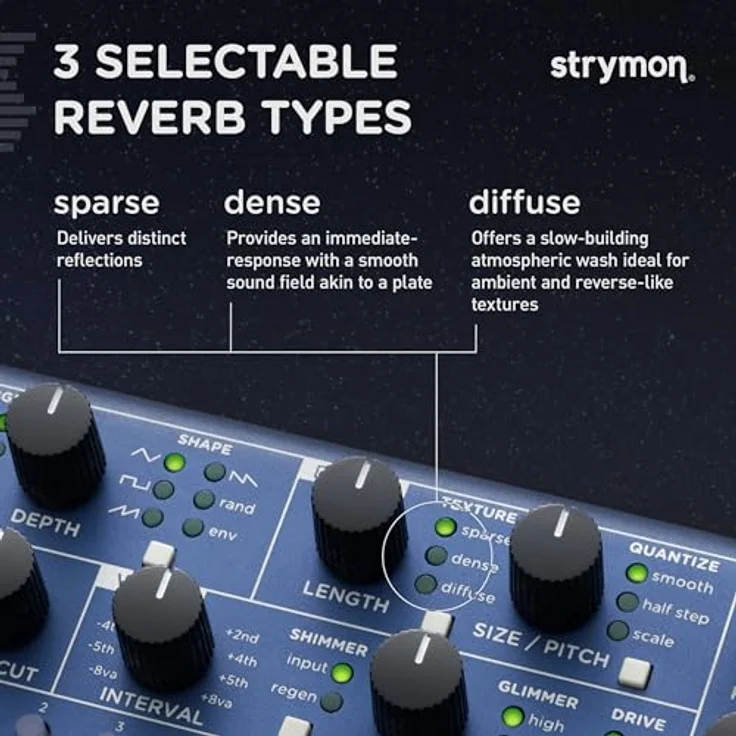 Strymon Nightsky Reverb, Gitarren-Effektpedal mit 3 Reverb-Typen, 16 Presets, Mod- und Tone-Sektionen – Bild 3