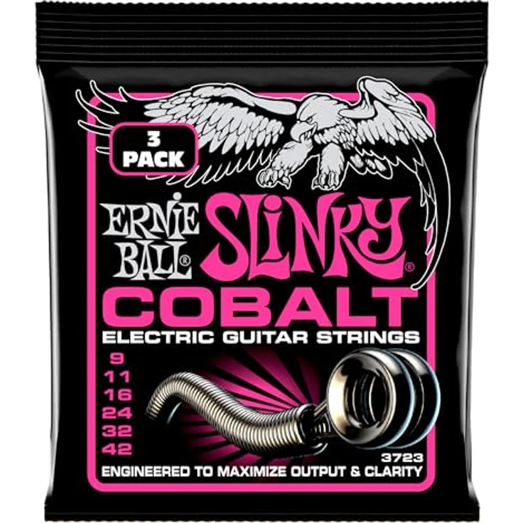 Ernie Ball Super Slinky Cobalt E-Gitarrensaiten, 3er Pack, Stärke 9–42 mit Cobalt-Legierung für erhöhte Leistungsfähigkeit – Bild 1