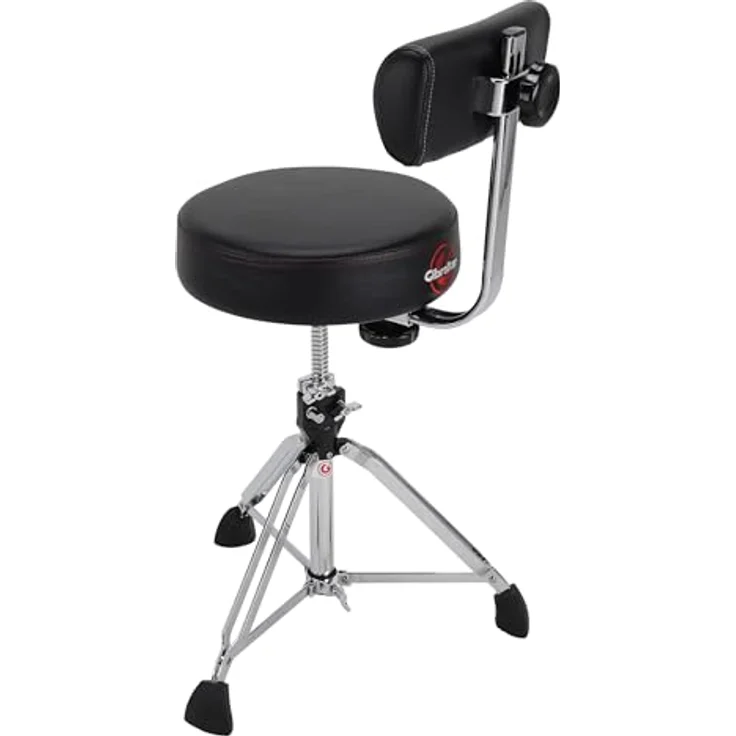Gibraltar Schlagzeughocker 9000 Series Round mit Backrest, 35cm Durchmesser, höhenverstellbar 51-66cm, Vinyl-Sitzfläche, Super Lock, Dreibein-Position, 'Super Foot' Gummifüße – Bild 4