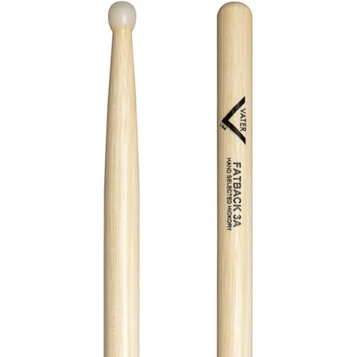 Vater 3AN Drumsticks, Hickory Holz mit Nylonkopf, 16" Länge, 0,590" Durchmesser, "Fatback"-Modell – Bild 1