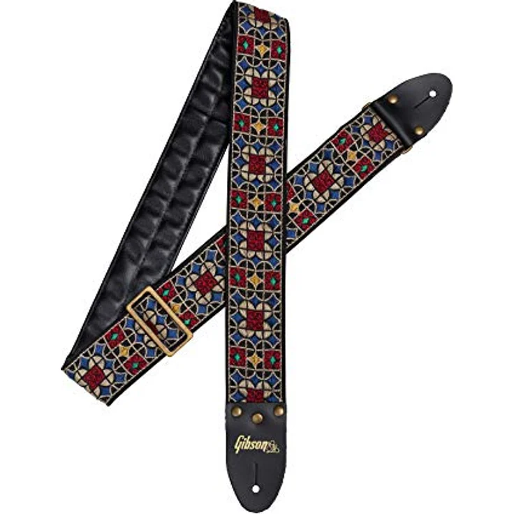 Gibson The Mosaic Strap, Gitarrengurt aus Premium Material, mehrfarbig, Lederenden mit goldfarbenem Logo, einstellbare Länge 88 - 153 cm – Bild 3
