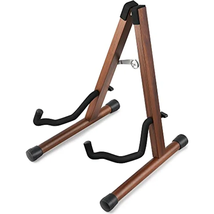 Donner DS-3 Gitarrenständer, tragbarer klappbarer A-Rahmen aus Akazienholz für Akustikgitarre, E-Gitarre, Bass, Banjo, Cello, Ukulele, Mandoline, mit rutschfestem Gummi und Baumwollpolsterung
