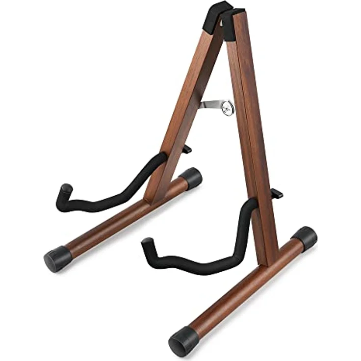 Donner DS-3 Gitarrenständer, tragbarer klappbarer A-Rahmen aus Akazienholz für Akustikgitarre, E-Gitarre, Bass, Banjo, Cello, Ukulele, Mandoline, mit rutschfestem Gummi und Baumwollpolsterung – Bild 1