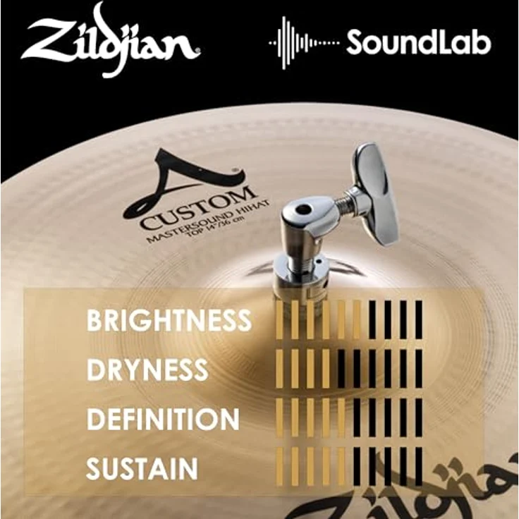 Zildjian A Custom Series - 14 Zoll Mastersound Hi-Hat Cymbals, Kupfer/Zinn-Legierung, mittleres dünnes Gewicht – Bild 5