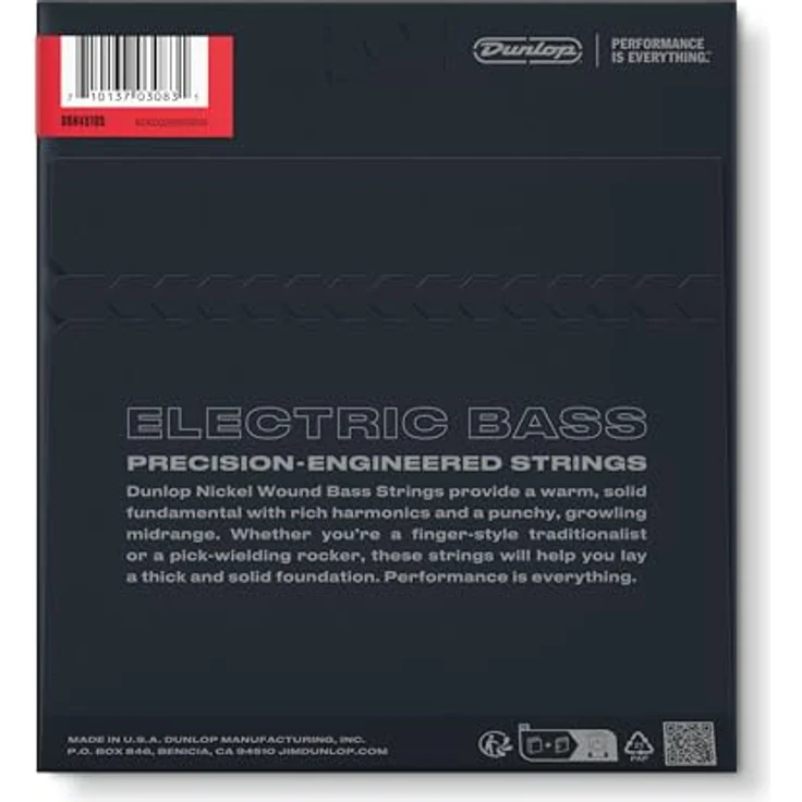 Dunlop Standard Series Nickel Wound E-Bass Saitensatz 4 Saiten Long Scale 45-105, vernickelter Stahl, präzisionsgefertigt in den USA – Bild 8