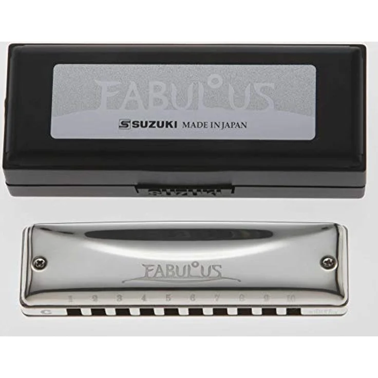 Suzuki F-20J Fabulous Diatonic, Mundharmonika in D-Stimmung, 10 Kanzellen, Messing versilbert, inkl. Etui – Bild 2