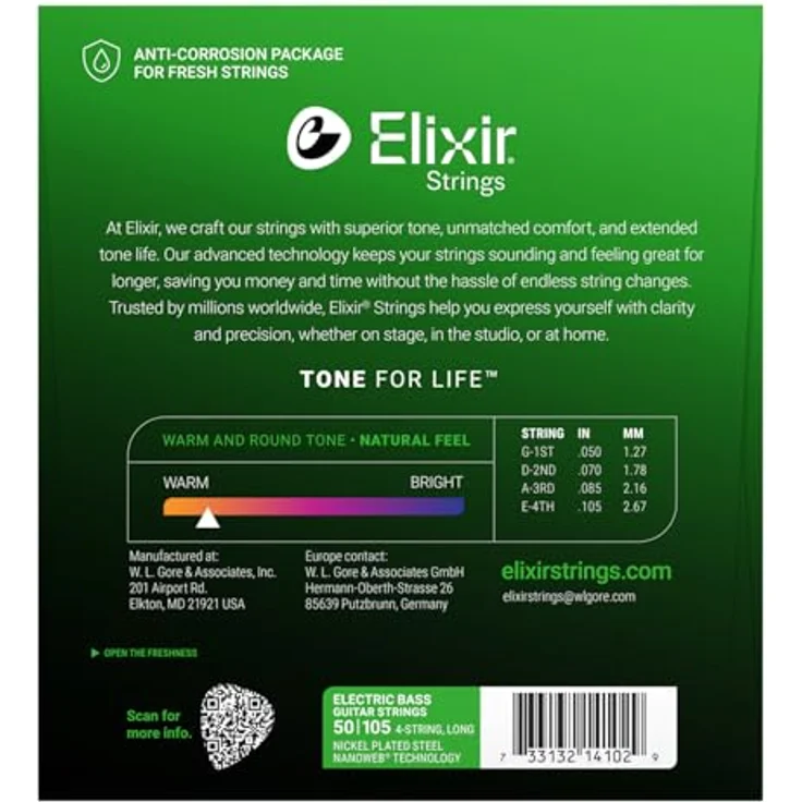 Elixir® Nickel-Wound E-Bass-Saiten, 4-Strings mit NANOWEB® Beschichtung, Long Scale, Medium (.050-.105) – Bild 2