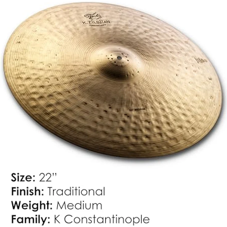 Zildjian 22" K Constantinople Medium Ride, Schlagzeugbecken mit definiertem Stick Sound und angenehmem Obertönen – Bild 2