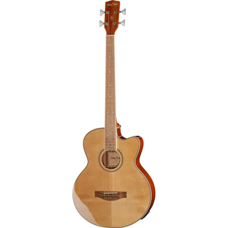 Harley Benton B-30NT, Akustikbass im Super Jumbo Cutaway Style, Fichte Decke, Sapele Mahagoni Korpus, eingebautes Pickup System mit 4-Band EQ, Natur Hochglanz