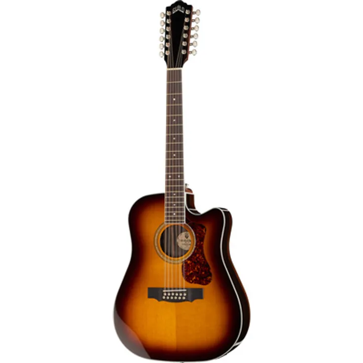 Guild D-2612CE Deluxe ATB, Dreadnought Cutaway Westerngitarre mit Fishman Sonitone Tonabnehmer, Gloss Antique Burst Top