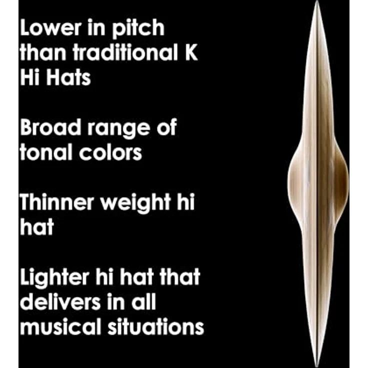 Zildjian K Zildjian Series 16 Zoll Light Hi-Hat Cymbals, Paar mit mittlerem dünnem und mittlerem Gewicht, dunkler Ton – Bild 4