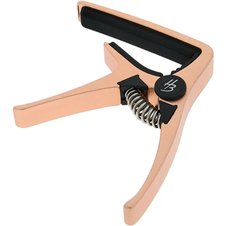 Harley Benton Acoustic Capo Gold, hochwertiger Kapodaster für Akustikgitarre, einhändig bedienbar, ultraleichte Aluminium-Legierung, Farbe: Gold, Maße ca. 74 x 86 x 12mm