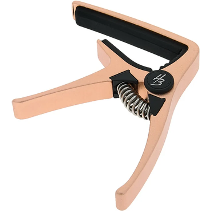 Harley Benton Acoustic Capo Gold, hochwertiger Kapodaster für Akustikgitarre, einhändig bedienbar, ultraleichte Aluminium-Legierung, Farbe: Gold, Maße ca. 74 x 86 x 12mm