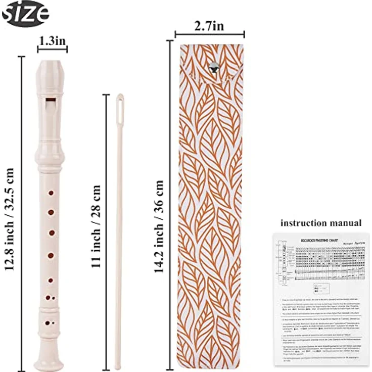 Czzmy Blockflöte Sopran für Kinder und Anfänger, 8-Loch mit deutscher Griffweise, inklusive Etui, Reinigungsstift und Bedienungsanleitung, Goldblatt – Bild 3