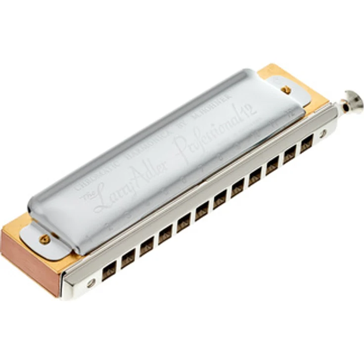 Hohner Larry Adler Signature C 48, chromatische Mundharmonika mit 48 Tönen, Holz-Kanzellenkörper und Edelstahl-Deckel