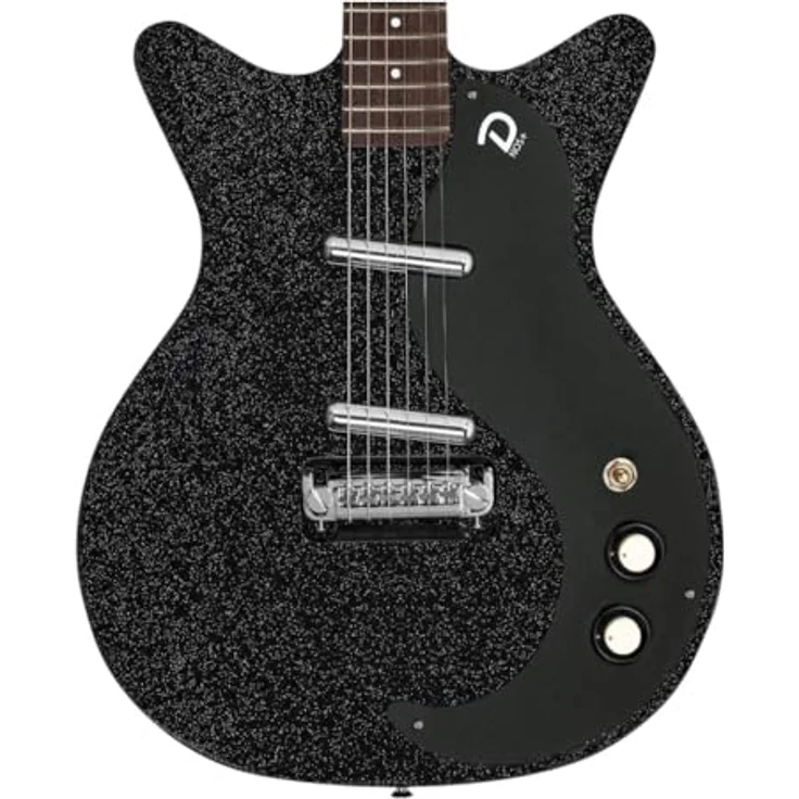 Danelectro Blackout 59 Black Metal Flake, E-Gitarre mit Double Cutaway, 2 NOS+ Lipstick Single Coils, Farbe: Black Metalflake – Bild 4