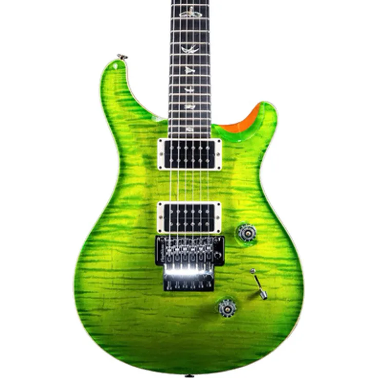 PRS Custom 24 Floyd 10 Top Eriza Verde, E-Gitarre mit Mahagoni Korpus, Riegelahorn Decke und Original Floyd Rose Tremolo