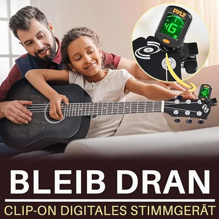 Pyle ½ Akustik Gitarre für Kinder & Anfänger, Konzertgitarre mit Tasche, Tuner & Plektrum, Schwarz, 86 cm, leicht und kompakt – Bild 2