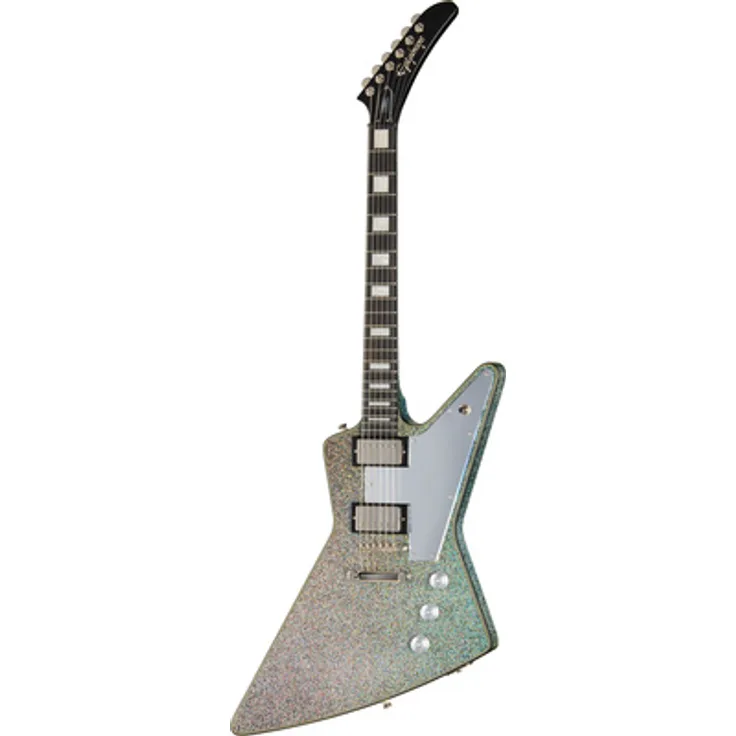 Epiphone Lzzy Hale Explorer Custom BDHS, E-Gitarre mit Mahagoni-Korpus, Ebenholzgriffbrett, Black Diamond Holographic Sparkle