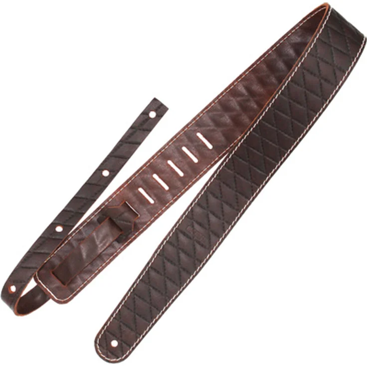 Richter Raw II Contour Sew Brown, Gitarrengurt aus Premium Rindleder, atmungsaktiv, verstellbar von 100 bis 147 cm, Farbe: Braun – Bild 1