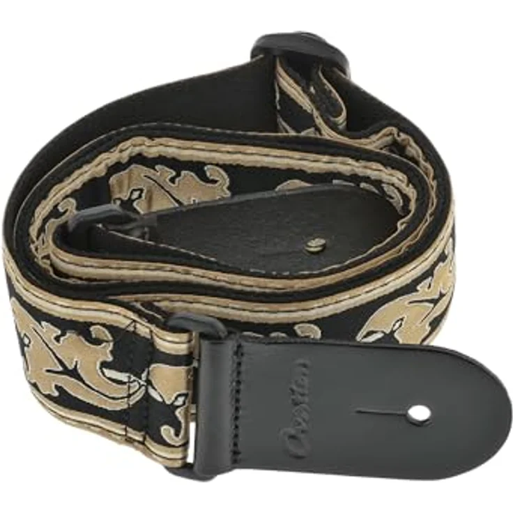 Ovation Leaf Retro Gold, Gitarrengurt aus Nylon mit Lederenden, verstellbar von 84 cm bis 144 cm, Blattmotiv in Gold – Bild 5