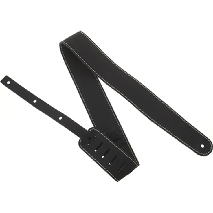 Harley Benton Custom 6 BK Strap, Gitarrengurt aus robustem Rindleder mit Vintage-Look, verstellbar von 100-147 cm, schwarz