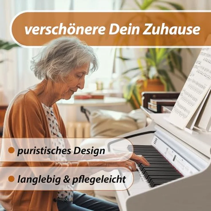 Classic Cantabile DP-50 E-Piano, Digital Piano 88 Tasten mit Hammermechanik, 14 Voices, USB-Anschluss, 3 Pedale, weiß matt – Bild 4