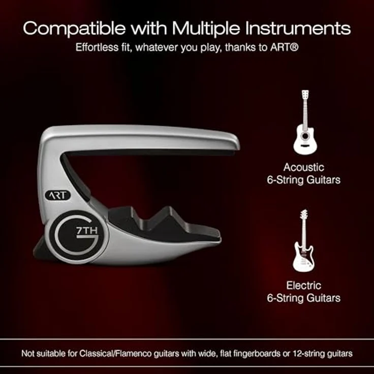 G7th Performance 3 ART Silver, Kapodaster für Acoustic und E-Gitarren mit Adaptive Radius Technology, silber – Bild 6