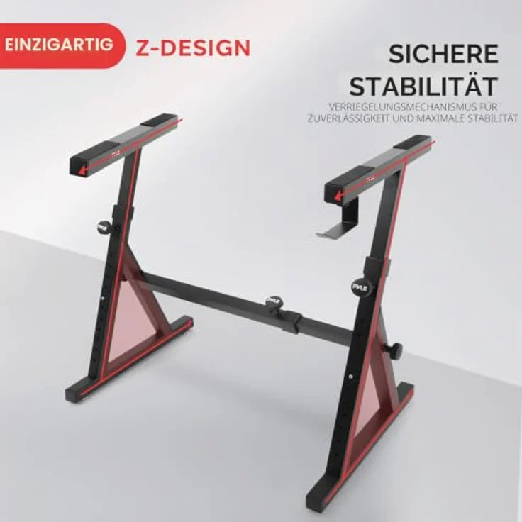 Pyle Z-Form Keyboard Ständer, höhenverstellbar und klappbar für Digital Piano und Keyboards mit 54–88 Tasten, schwarz – Bild 5