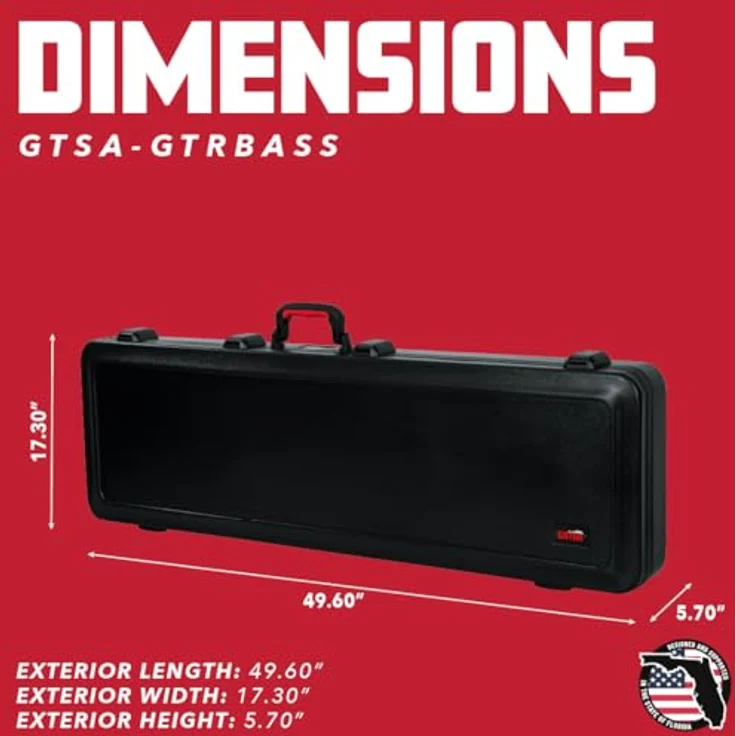 Gator TSA Bass Guitar Case, Koffer für E-Bass mit TSA-zugelassenem Zentralverschluss, schwarz – Bild 7