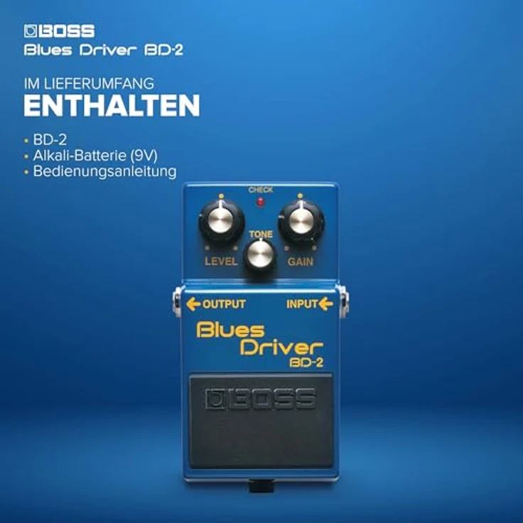 Boss BD-2 Overdrive, E-Gitarren Effektpedal mit Vintage Röhrenamp-Sound, Level, Tone & Gain Regler, blau – Bild 6